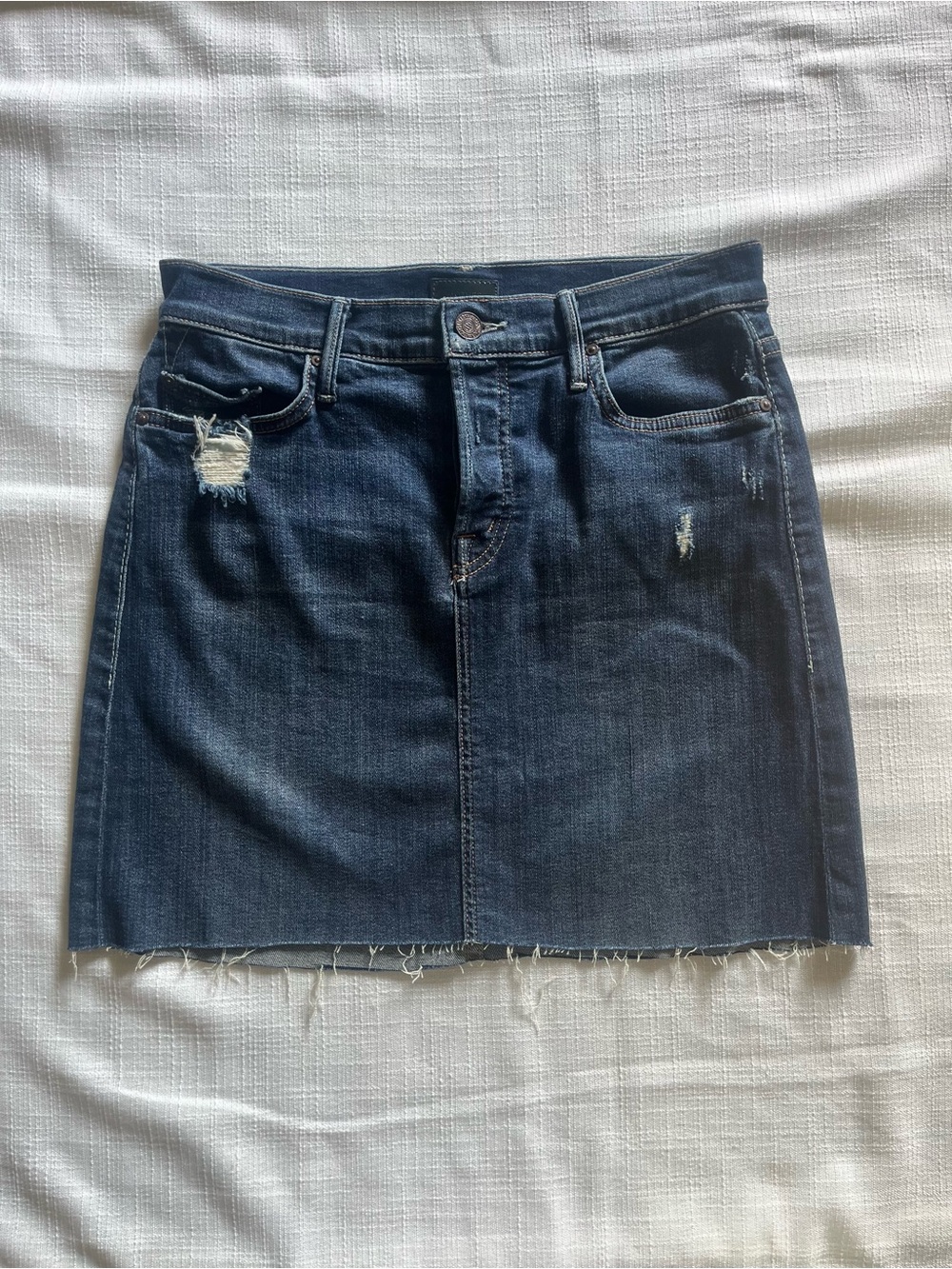MOTHER The easy A skirt Mini Fray skirt- Dark Blue Denim